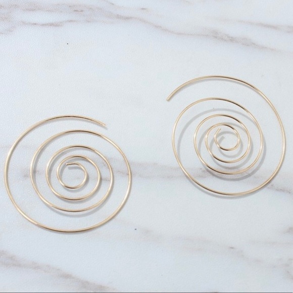 Gold Tone Wire Swirl Hoop Earrings - Picture 4 of 4